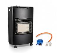 Straame Mobile Gas Heater 4.2kW - Foldable Indoor Butane Heater with 3 Heat Settings, Push-Button Ignition, ODS & Anti-Tilt Safety - Fits 13/15kg Cylinder, Regulator & Hose Included, with Castors