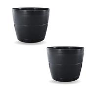 Straame pack of 2 Plant Pot Tubs, Gardening Flower Pots - Indoor Or Outdoor Planter - For Multi-Purpose - Makes Your Living Space Bloom (Black Barrel Plantar Large- 45 x 33 x 34 cm)