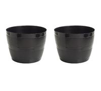 Straame Plant Pot Tub, Gardening Flower Pots - Indoor Or Outdoor Planter - For Multi-Purpose - Makes Your Living Space Bloom (Black Barrel Plantar Large- 45 x 33 x 34 cm)