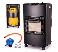 Straame Portable Gas Heater 4.2kW - Foldable Indoor Heater, 3 Heat Settings | Room heater with ODS, flame-failure and anti-tilt protection, 360° castors, 13/15kg cylinder fit, regulator and hose included