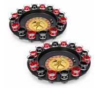 Straame Roulette Drinking Game, 32 Shot Glasses, 4 Balls, Party Set, 2 Pack | Red and black numbered glasses, metal balls and secure packaging create a casino-style party game for up to 8 adults aged 18+