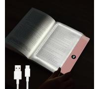 Strackvial Book Light, 3 Color Adjustable LED Flat Reading Light, Rechargeable Clear Panel Plate Lamp with Timer & Memory Function, Bedside Lamp Book Lovers Gifts for Boys and Girls Women Man (Pink)