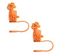 STRACOUPI Giraffe Silicone Straw Covers for Stanley Cup, Reusable, Cute Straw Toppers Accessories for Tumblers, 2PCS Decorative & Personalized Straw Cover Cap (a) - Mother’s Day