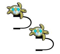 STRACOUPI Turtle Straw Cover Compatible with Stanley Cup, Silicone, Reusable, Cute Design, 2PCS Straw Cover Accessories for 10mm Straws (02) (a)