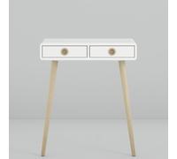 strafford wooden console table with 2 drawers in off white