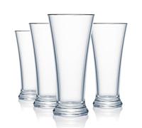 Strahl Design+ Polycarbonate Pilsner Glasses 285ml Set of 4 - Shatterproof Clear Beer Glasses for Home, Bars & Outdoor Use