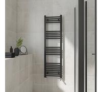 (Straight, 1400x400mm) Warmehaus Heated Towel Rail Black Bathroom Ladder Style Radiator Central Heating