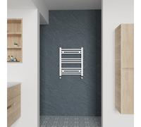 (Straight, 600x500mm) Warmehaus Heated Towel Rail White Bathroom Ladder Style Radiator Central Heating