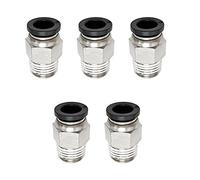 Straight Air Fittings Pneumatic Push to Quick Connect Fittings PT 1/4 Inch x OD 8mm Tube, 5 Pack