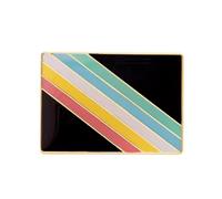 Straight Ally Pride Flag Enamel Pin - 2.5x1.8cm Retro Striped LGBTQ+ Lapel Badge | Black Background with Rainbow Diagonal Lines | Equality Support Pin for Jacket, Bag, or Hat
