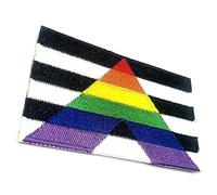 Straight Ally Rainbow Gay Pride LGBT Iron On Embroidery Patch Flag Embroidered Fabric Sew On Transfer for Clothes 8cm x 5cm Rectangle Pack of 1