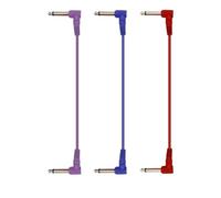 Straight/Angle Instrument Jack Lead Cable， Electric Guitar Pedal Patch Cable Low Noise Shielded Right Angle 1/4 inch Multicolor 3 Pcs(Color Line -3)