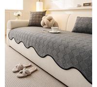 Straight-Back Sofa Cushion, Solid-Colour Checked Non-Slip Machine-Washable Cover, Suitable For All Seasons, Ideal The Living Room Grey 90 * 90cm/35.43 * 35.43in