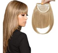 Straight Bangs Clip In On Synthetic Hair Extensions Front False Bang Fringe Hair Piece - Ash Blonde