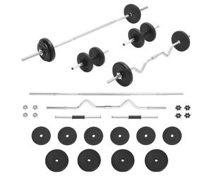 (straight bar + super curl bar + dumbbell bar) vidaXL Barbell and Dumbbell Set Workout Fitness Weight Free Weight Plate Set