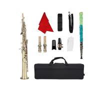 Straight Bb Saxophone Saxophone Brass Silver Plated B Flat Sax Quality Woodwind Instrument With Case Accessories (Color : Cyan Antique)