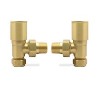 Straight Brushed Brass Manual Standard Radiator Towel Rail Valves