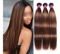 Straight Bundles Human Hair Bundles Brown Brazilian Hair Weave Bundleremy Hair Bundles 24inches 1pc