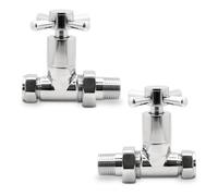 Straight Chrome Cross Head Traditional Radiator Towel Rail Valves