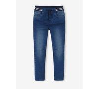 Straight Cut Denim-Effect Fleece Trousers, for Boys blue medium wasched