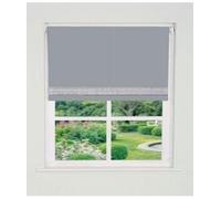 Straight Diamante Edge Border Dimout Roller Blind (165cm Drop) 125cm Light Grey