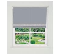 Straight Diamante Edge Border Dimout Roller Blind (165cm Drop) 85cm Light Grey