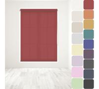 Straight Edge Dim-Out Roller Blind - Easy Fit Home Office - 120cm Width x 160cm Width Drop - Red