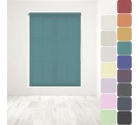 Straight Edge Dim-Out Roller Blind - Easy Fit Home Office - 240cm Width x 160cm Width Drop - Teal