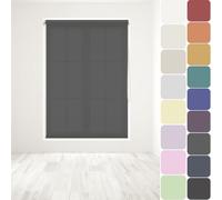 Straight Edge Dim-Out Roller Blind - Easy Fit Home Office - 90cm Width x 160cm Width Drop - Dark Grey