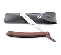 Straight Edge Razor - Folding Cut Throat Razor with Leather Pouch, Traditional Wet Shave Grooming Tool for Precision Beard Shaping | Maroon Plastic Handle