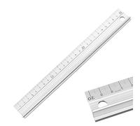 Straight Edge Tool, Long Metal Ruler 30cm White, White Aluminium Cutting Ruler with Non-Slip Safety Edge Anti-Scratch for Craft DIY Precision Measurement