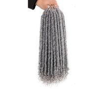 Straight Faux Locs Crochet Hair with Long Deep Wave Curly Ends 1 Pack Pre Looped 24 Strands Synthetic Hair Extensions Soft Goddess Locs Braids (18inches Gray)