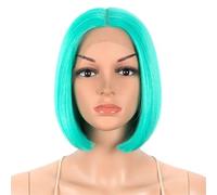 Straight Hair Short Bob Wig for Women Synthetic Lace Heat Resistant Fiber Fake Hair Cosplay Wigs Adds Volume(GREEN4)