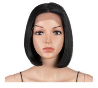 Straight Hair Short Bob Wig for Women Synthetic Lace Heat Resistant Fiber Fake Hair Cosplay Wigs(Black)