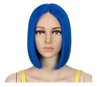 Straight Hair Short Bob Wig for Women Synthetic Lace Heat Resistant Fiber Fake Hair Cosplay Wigs(BLUE)
