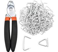 Straight Hog Ring Pliers Kit with 150 pcs 3/4" Galvanized Hog Rings - Heavy-Duty Kit for Auto Upholstery, Fencing, Pet Cages & DIY - Rust-Resistant Steel Binding Set