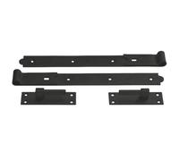 Straight Hook and Band Gate Hinges 8" - 36" Epoxy Black Garage Door Hinges, Heavy-Duty Steel Straight Strap Hinge Pair (10")