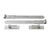 Straight Hook & Band Gate Hinges 8" - 36" Galvanised Steel, Garage Door Hinges, Heavy-Duty Straight Strap Hinge Pair (14")