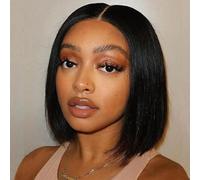 Straight Human Hair Bob Wig 4x4 Lace Closure Wig for Black Women 150% Density Lace Front Wig Pre Plucked Hairline Can Be Dyed Bleached Natural Color 12 Inch
