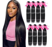 Straight Human Hair Bundles Brazilian Virgin Hair Bundles Short Weave Bundles Human Hair Double Weft Natural Black Color Can be Dyed 3 Bundles Total 300g 20 20 20 Inch