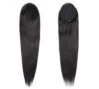 Straight Human Hair Ponytail Remy Hair for Black Women Clip In Pony Tail Hairpiece 100g Natural Color for Daily Use(16inches)
