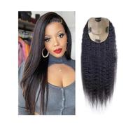 Straight Human Hair Topper for Women, Natural Color Silk Base Top Hairpiece with Baby Hair 4 Clips in Straight Brazilian Remy Hair Piece (Color : 20 inches, Size : 1,18 inches-12X13cm