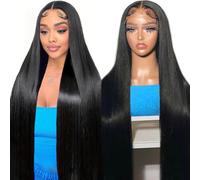 Straight Human Hair Wig 13X6 Lace Front Wigs Human Hair Pre Plucked With Baby Hair 180 Density Transparent HD Lace Frontal Wigs Human Hair Lace Front Wigs for Women Natural Black Color 28 Inch
