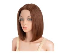 Straight Human Hair Wigs 13x6x1 T-Part Lace Front Middle Part Remy Hair Wigs 180 Density for Women Adds Volume(Brown,8inch)