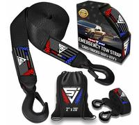Straight Jacket Crew Heavy Duty 2-in x 20-ft Tow Strap with Forged Steel Hooks | 10,321 lb Break Strength | Sturdy Supplies for Emergency Vehicle Recovery | On-Road Use Only