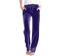 Straight Leg Joggers Womens Velvet Trousers Elasticated Waist Trouser Tracksuit Jogging Bottoms with Pockets Athletic Joggers Yoga Pants Activewear Pant for Office Work Streetwear