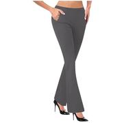 Straight Leg Trousers with Pockets for Women UK,Ladies Stretchy Business Office Casual Pull On Womens Smart Trousers Bootcut Flared Yoga Pants Clearance