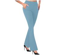 Straight Leg Trousers with Pockets for Women UK,Ladies Stretchy Business Office Casual Pull On Womens Smart Trousers Bootcut Flared Yoga Pants Clearance