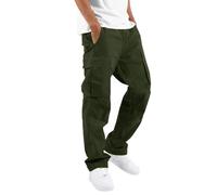 Straight Legs Cargo Trousers for Men Comfortable Elasticated Waist Joggers Multipockets Lightweight Gym Running Sport Outdoor Work Pants All Season Casual Trousers Green