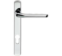 Straight Lever Door Handle on Lock Backplate Polished Chrome 208mm X 26mm
